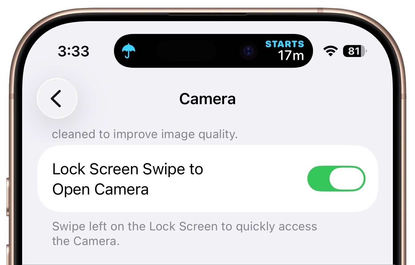 Lock Screen Camera swipe