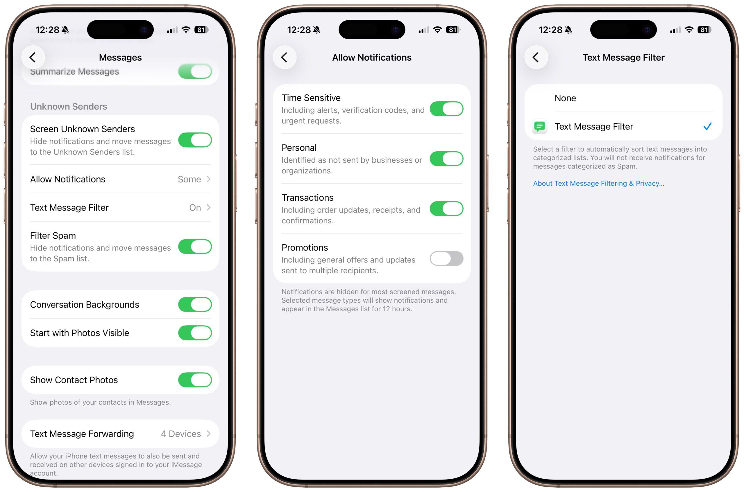 Messages Unknown Senders settings scaled