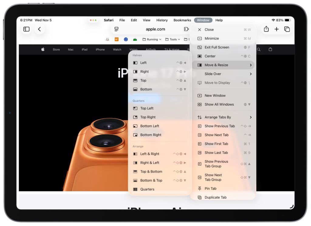 iPadOS 26 Window menu 1024x745