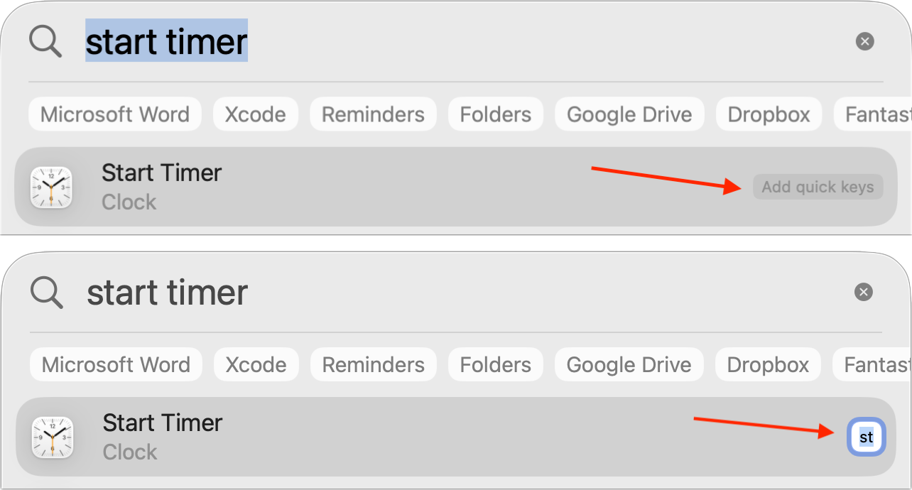 Spotlight assign Quick Keys